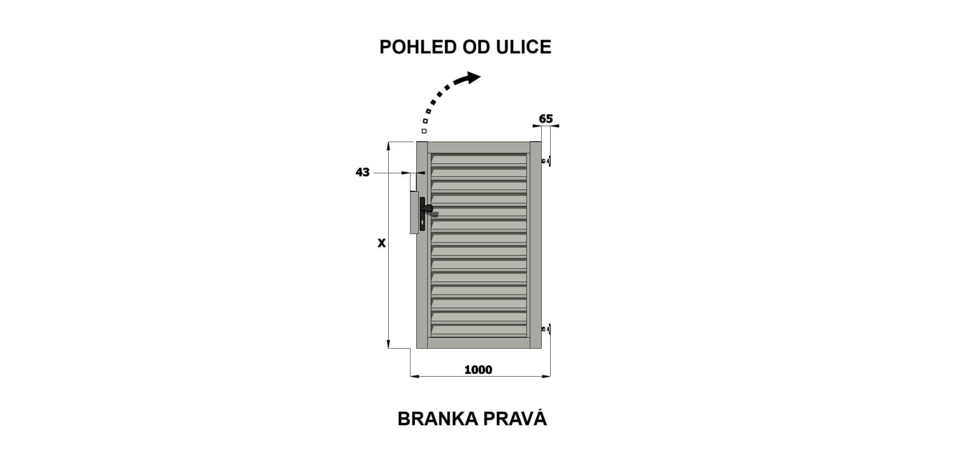 Hliníková bránička PORTO Lite 1000x1754mm RAL7016 DEKOR BOROVICA pravá