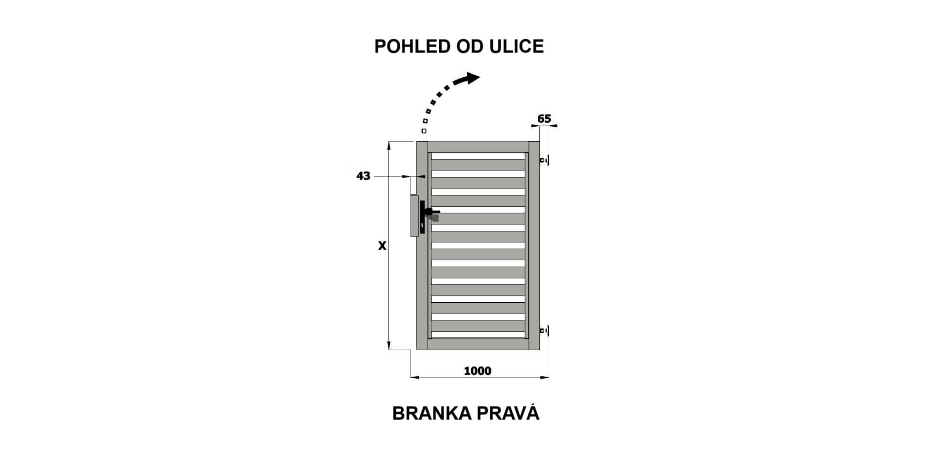 Hliníková bránička REMO80 Lite 1000x1250mm RAL7016 pravá