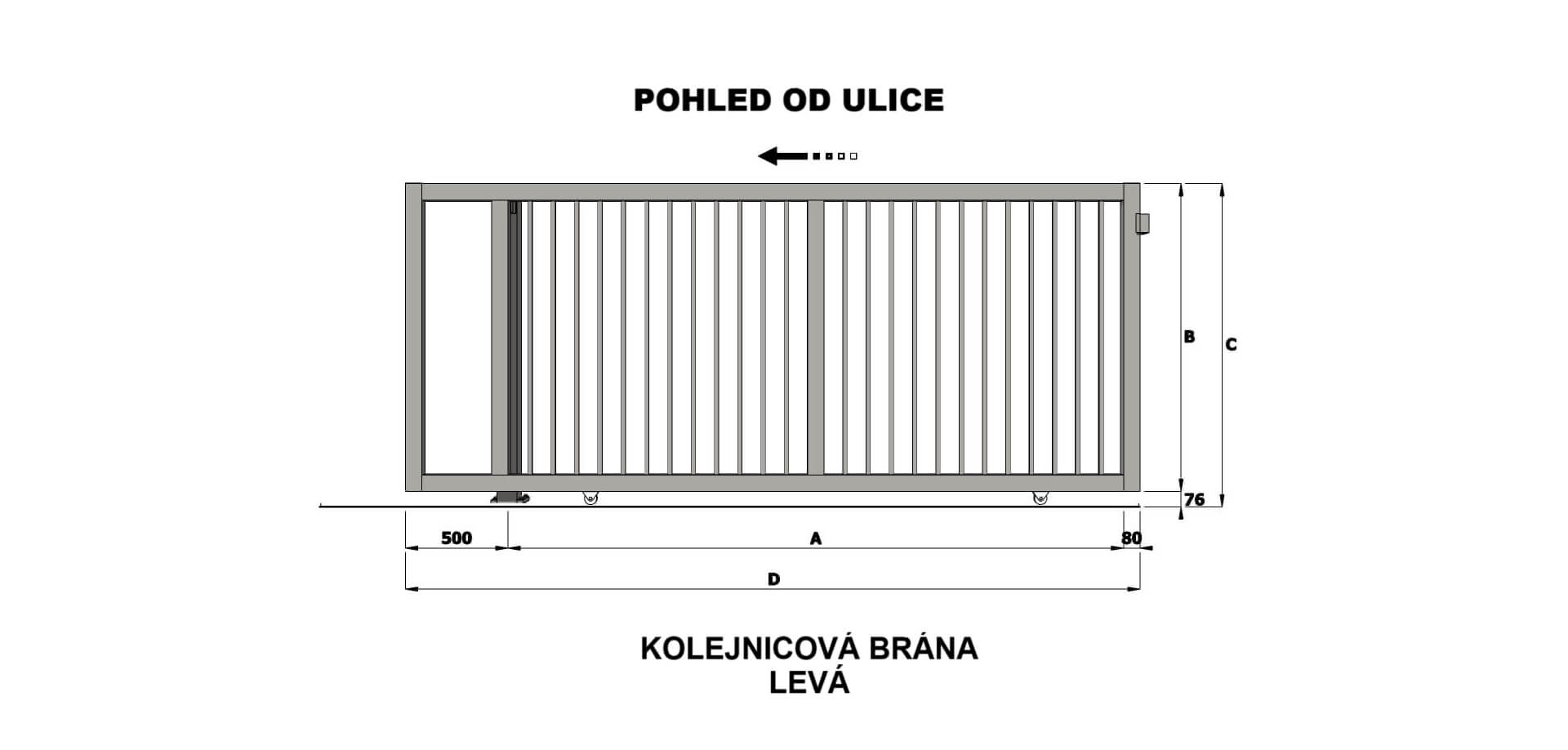 Rozmery koľajnicovej posuvnej brány Lyon