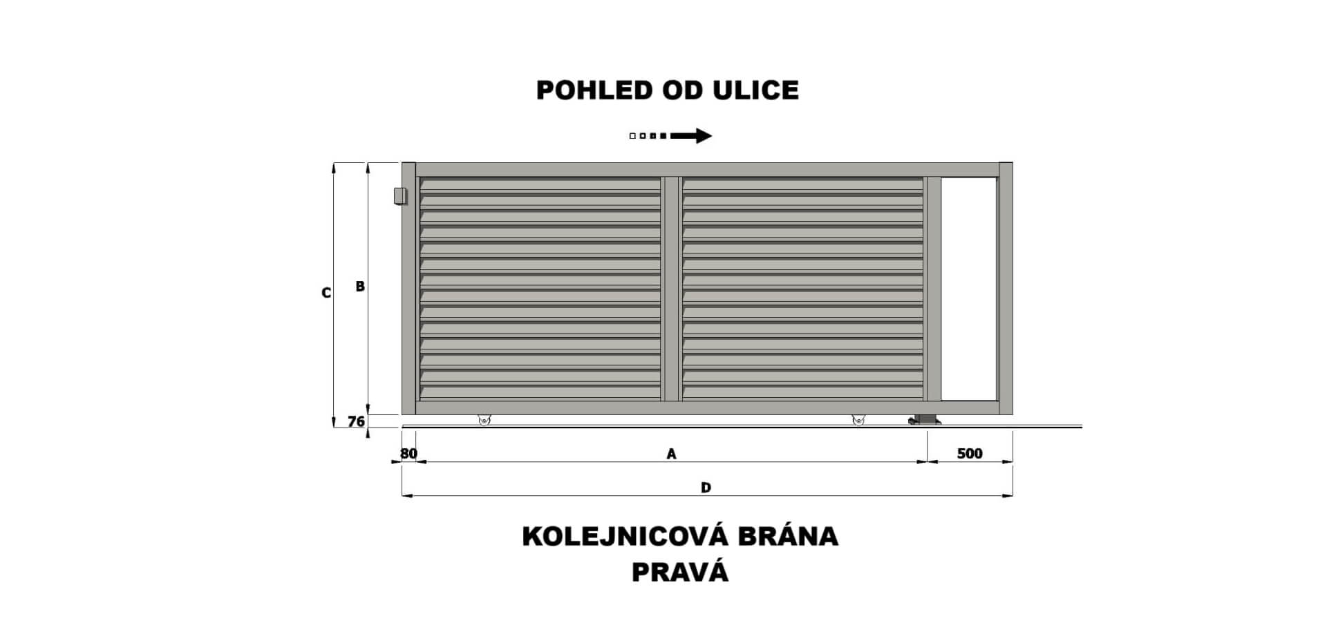 Hliníková koľajnicová posuvná brána PORTO Lite 3000x1478mm RAL7016 DEKOR BOROVICA pravá