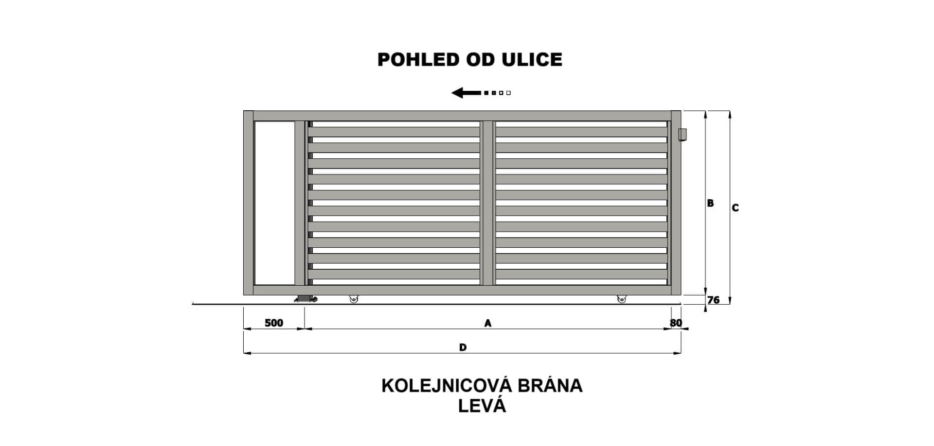 Rozmery koľajnicovej posuvnej brány Remo80