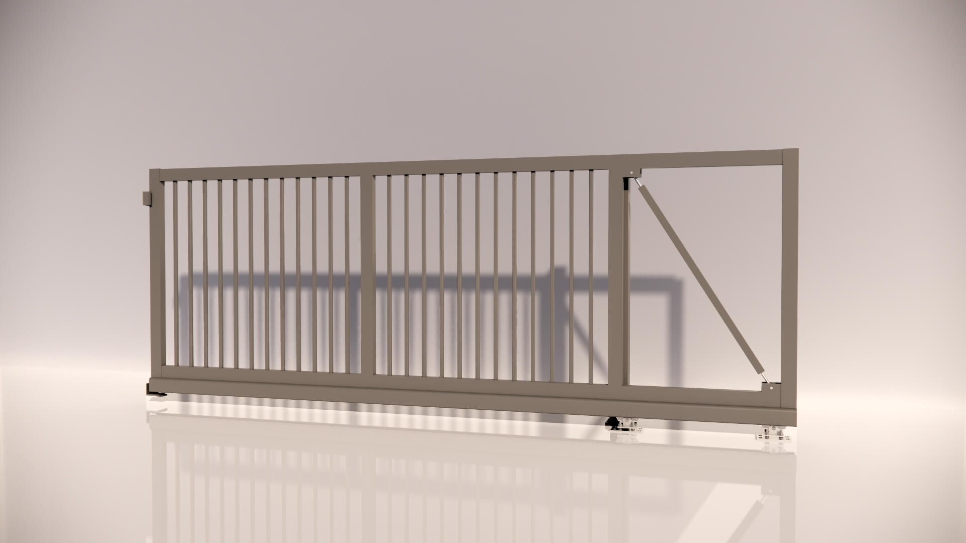 Hliníková samonosná posuvná brána LYON Lite 3000x1500mm RAL9007 pravá