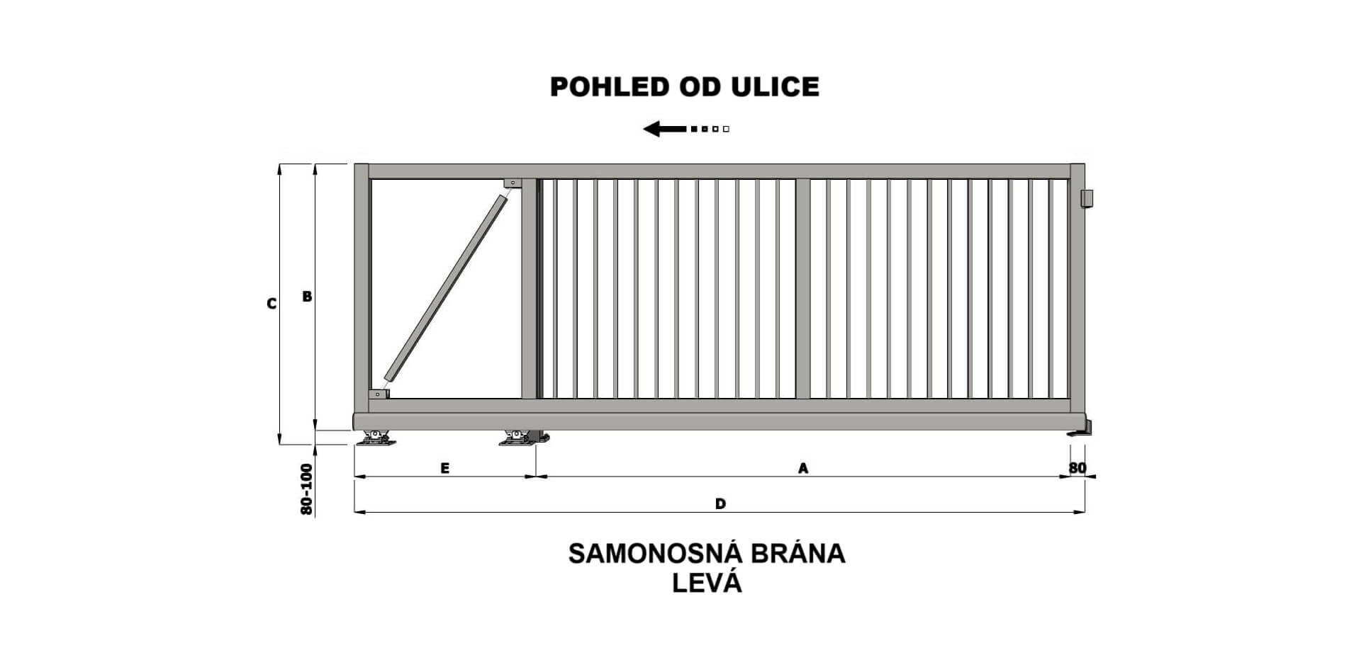 Rozmery samonosnej posuvnej brány Lyon