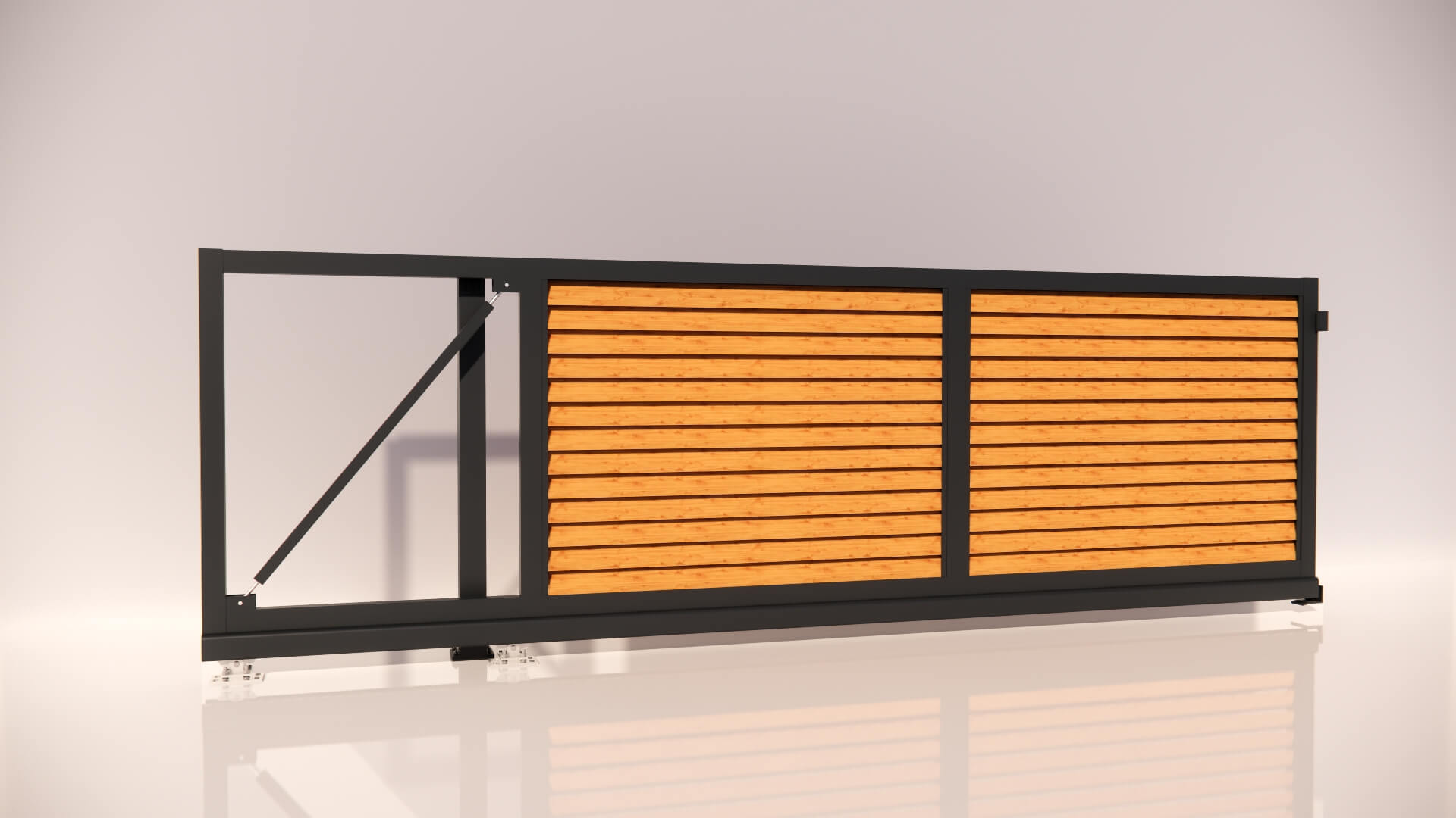 Hliníková samonosná posuvná brána Porto 3000x1294mm RAL7016 DEKOR BOROVICA